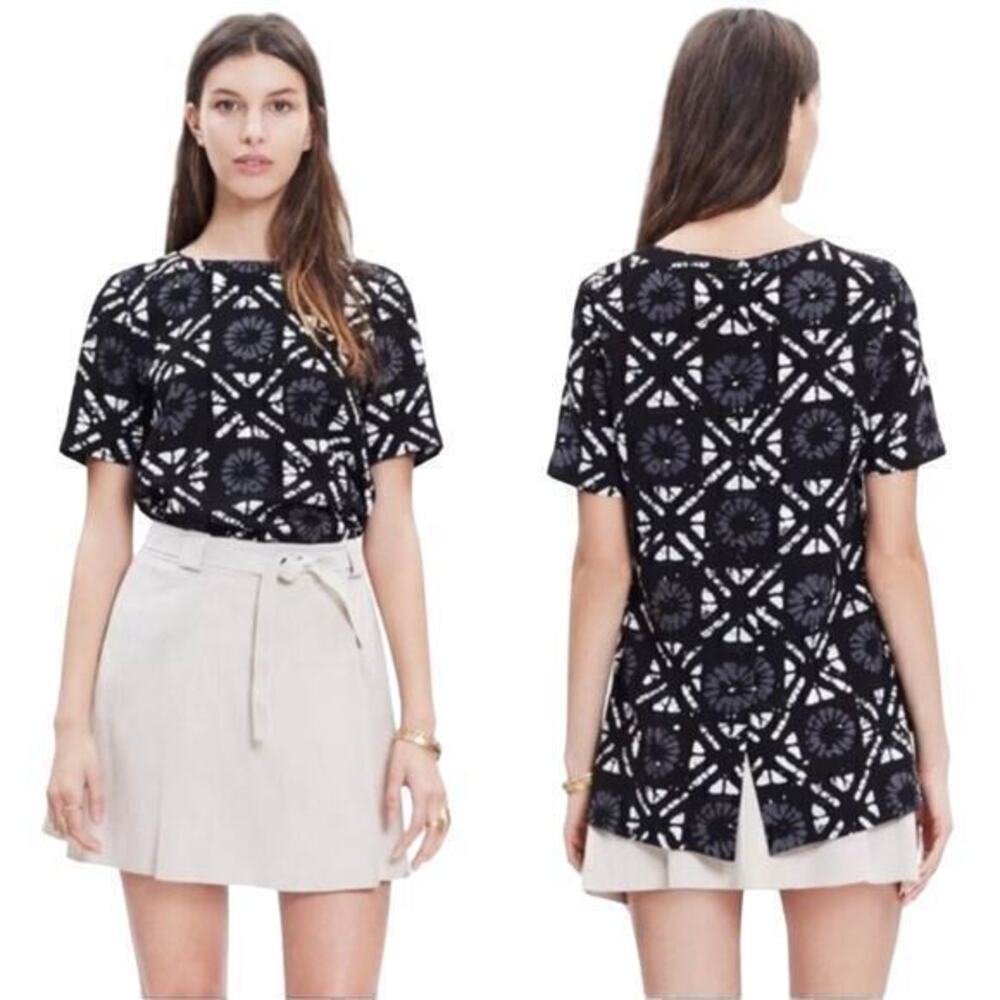 Madewell Industry Button Up‎ Back Top Batik Grid Size M